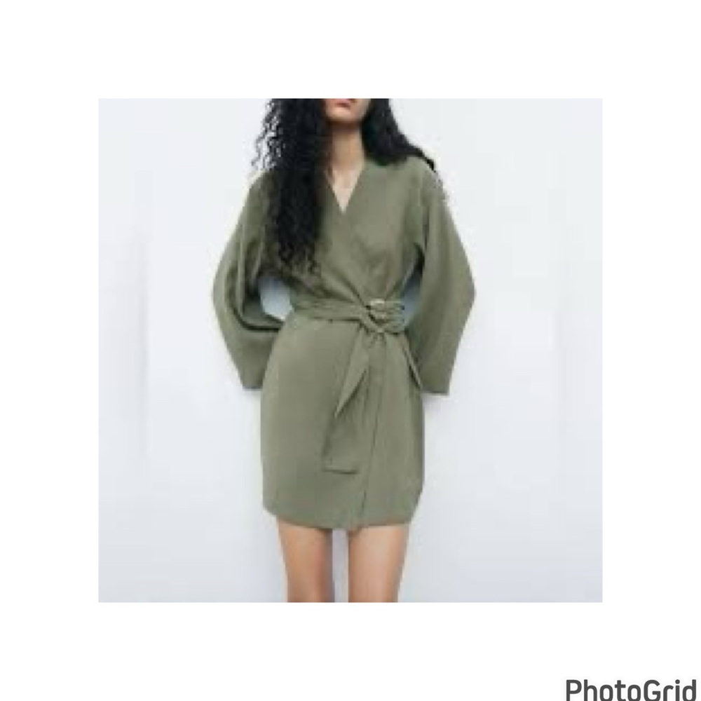 Zara Sage Green Wrap Dress